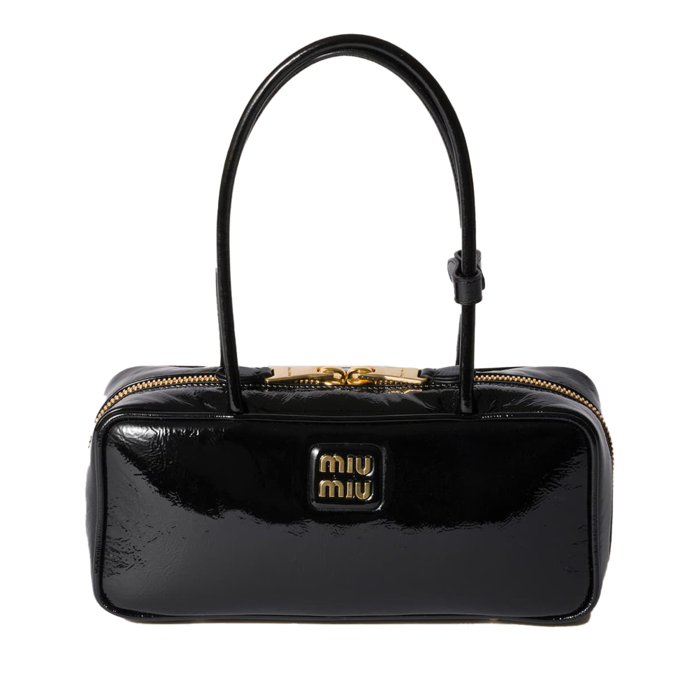 Miu Miu 27cm Black Leather Luxury Bag with Handles and