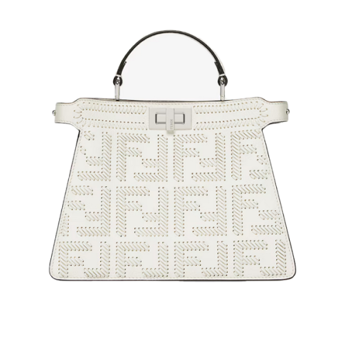 トートバッグ × ヴィンテージ(中古) Fendi Peekaboo Medium Bow White Fendi White Camelia Leather Soft Medium Peekaboo Bag