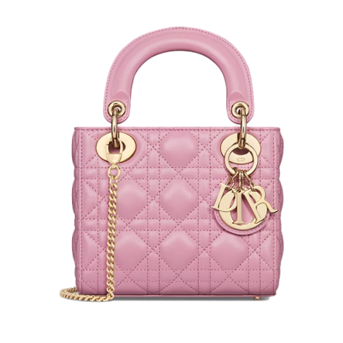 【ヴィンテージ】Rank:S☆Dior Sakura Pink Mini Cannage バック Mini Lady Dior 17cm Bag in Cannage Leather, Pink and Gold