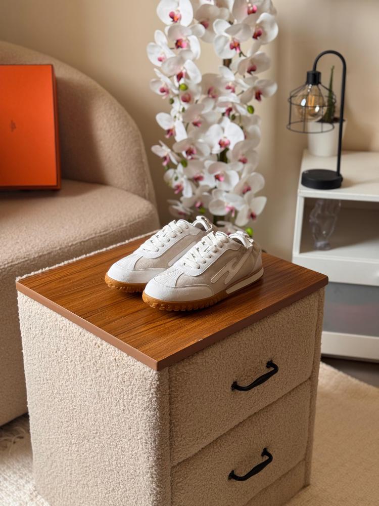 Hermes Jet Men's Sneakers, Everyday Shoes, Ivory White - E-SEVEN STORE