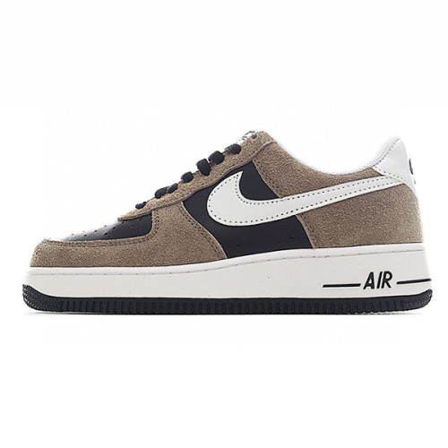 Men's Nike Air Force Suede Brown with Black Shoes E-SEVEN STORE