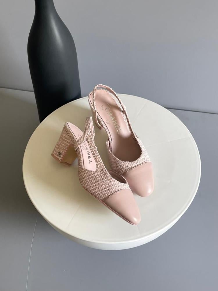Gucci Pink Canvas and Leather Slingback High Heel Sandal
