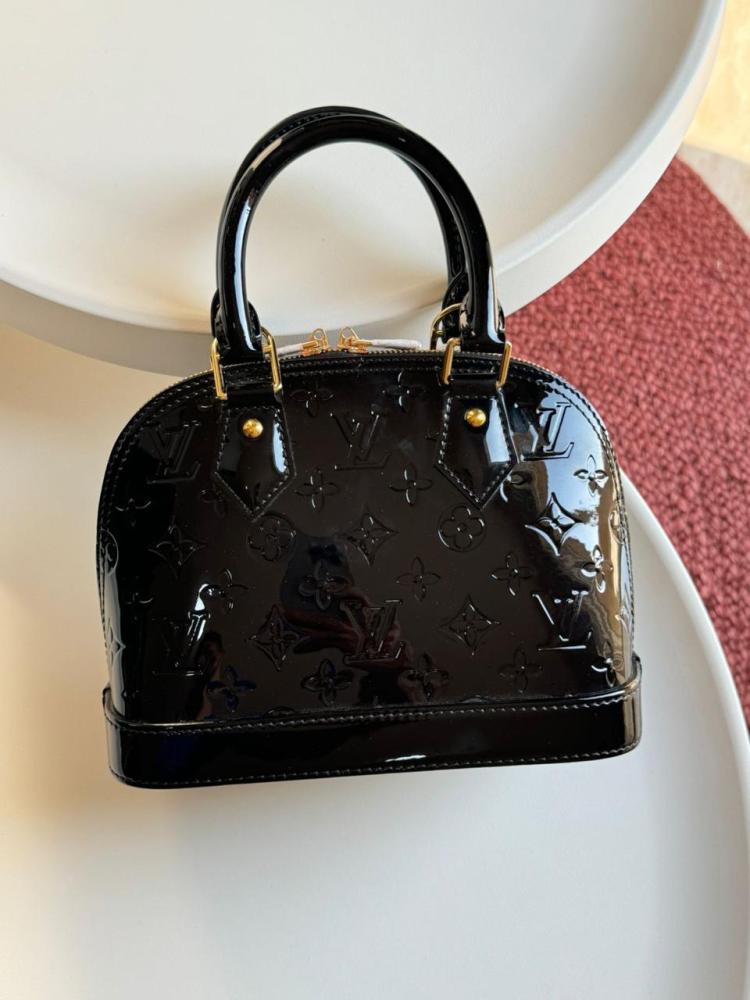 Louis Vuitton Alma 23cm Luxury Leather Bag in Glossy Black E