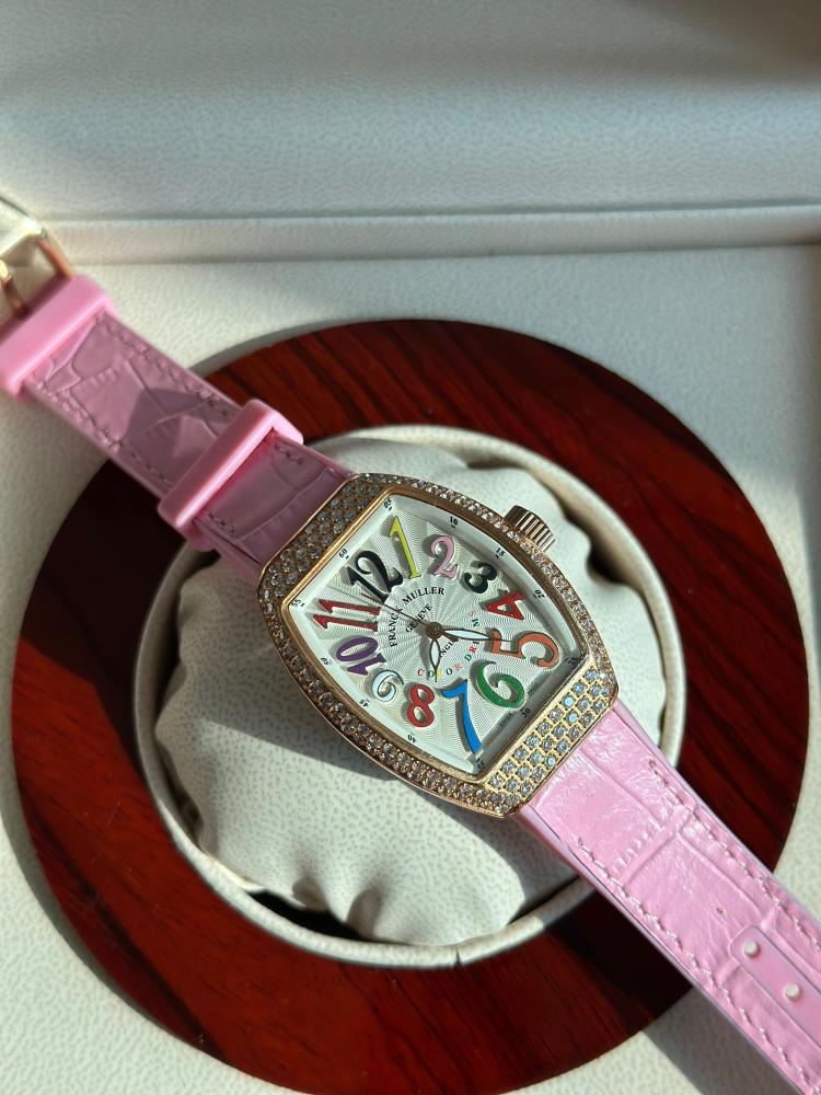 Franck Muller Vanguard Women's Leather Watch Rose Gold