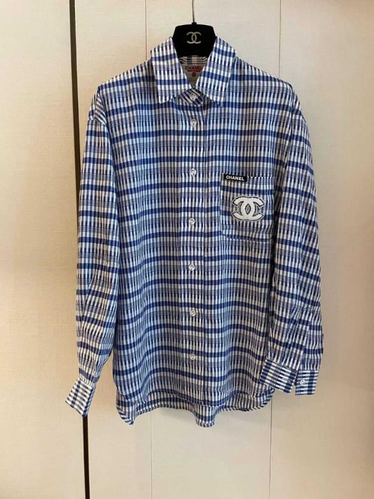 Women's Chanel Long Sleeve Striped Blue Shirt