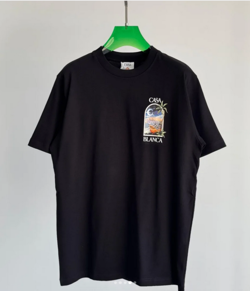 Men's Sport Casablanca T-Shirt in Black with City Print - E