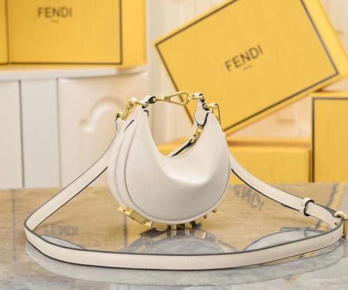 コイン Fendi Graffii Small White Shoulder Bag - E-SEVEN STORE