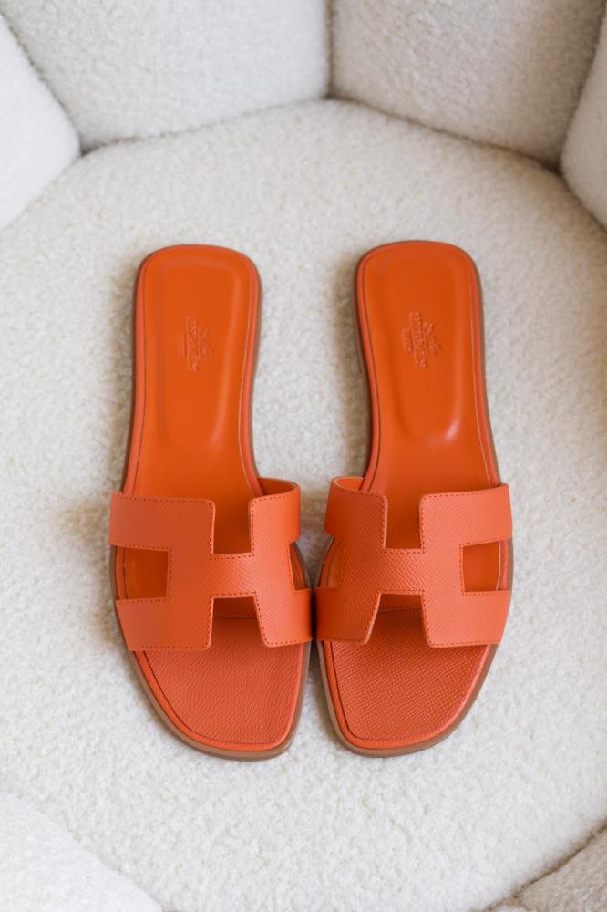 Hermes Women's Flat Sandal, Orange