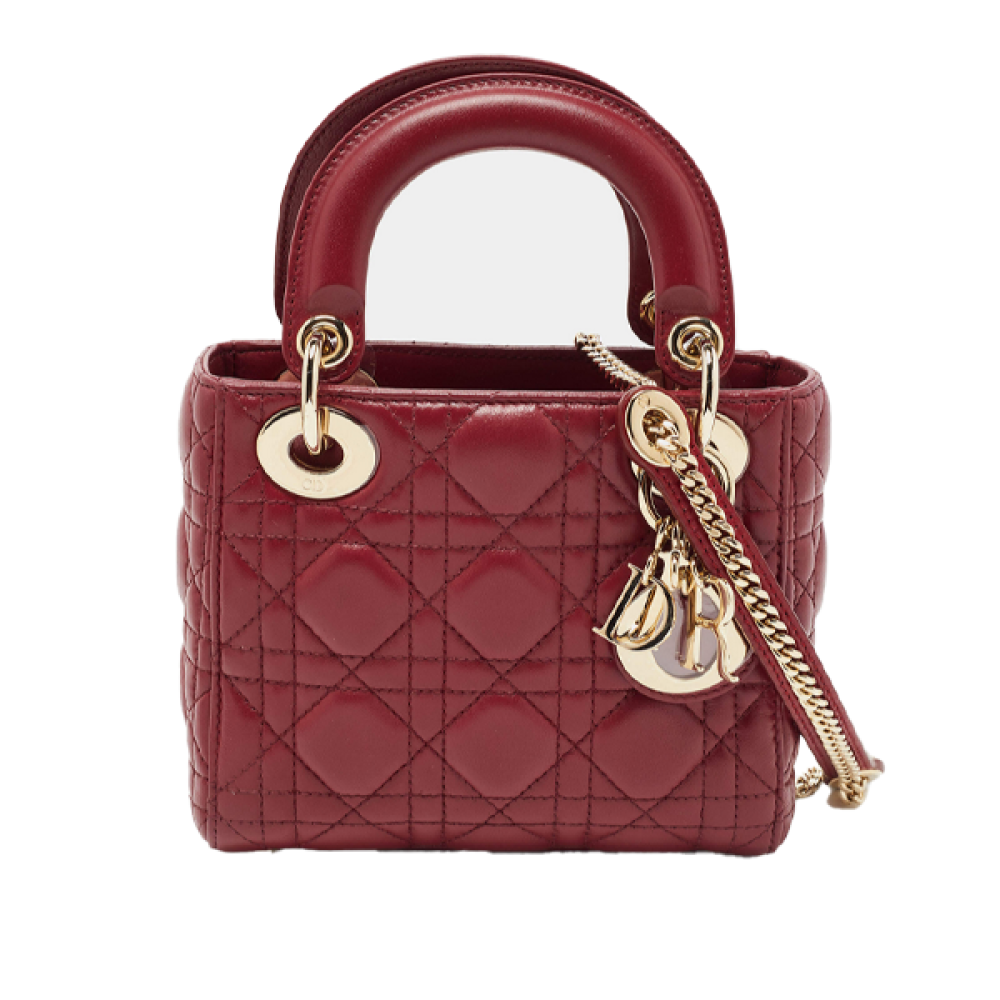 Lady Dior 17cm Small Fashion Bag in Elegant Maroon E-SEVEN STORE