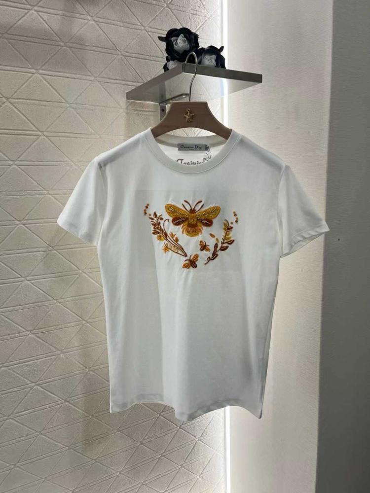 【新品未使用】Dior Butterfly Tシャツ Dior women's white embroidered butterfly T-shirt - E-SEVEN STORE