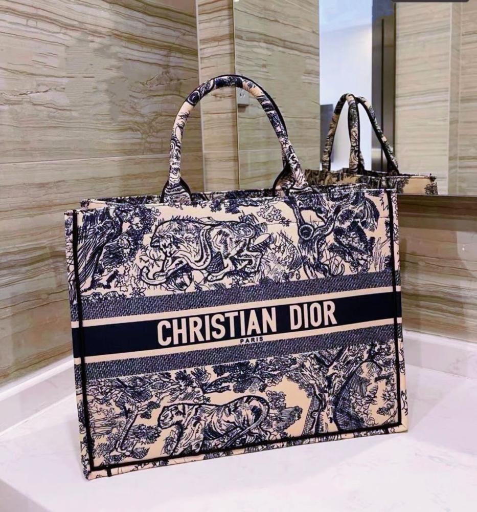 Dior Book Tote Bag, Jungle Print, Navy E-SEVEN STORE