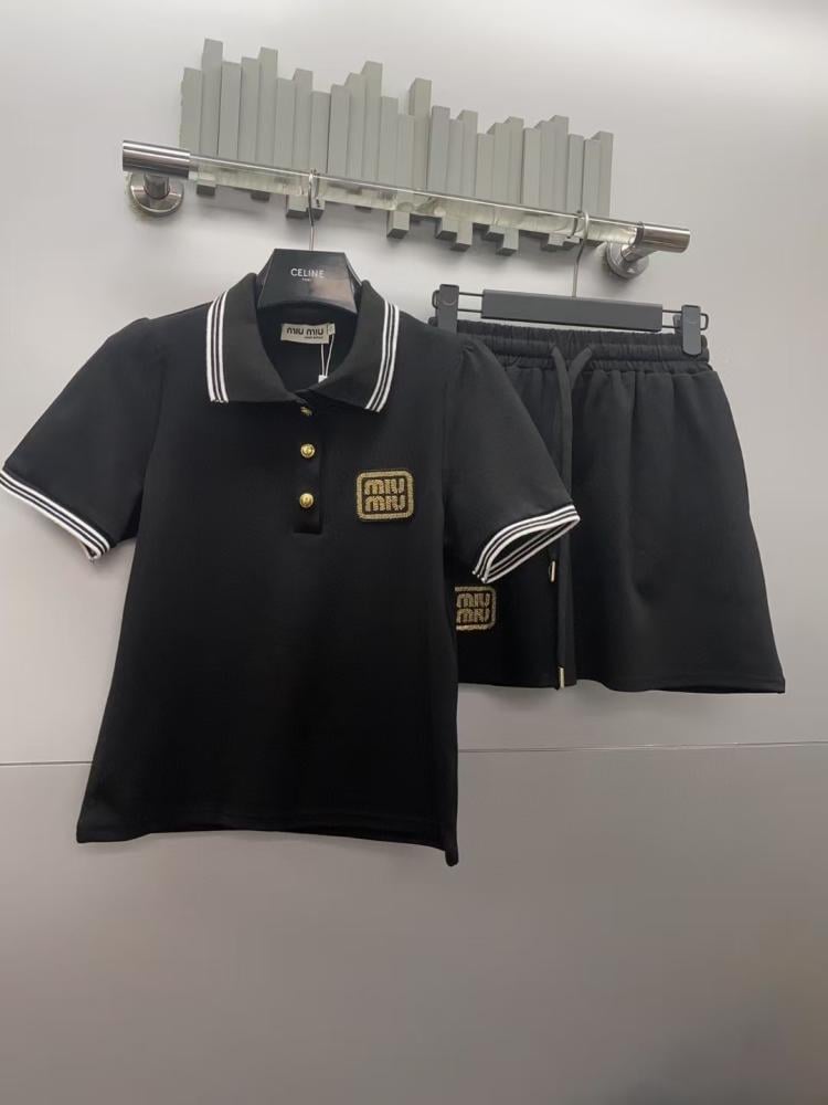 Miu Miu Women's Black Polo Neck Sports Skirt Set