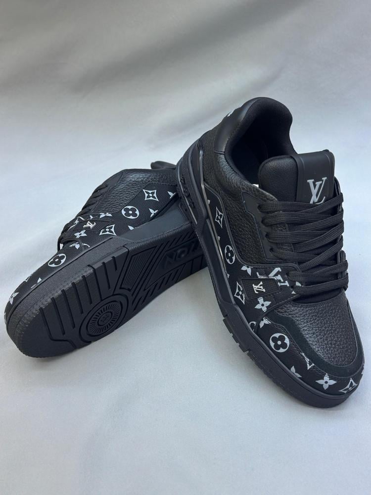 Louis Vuitton LV Trainer Men's Black Sneakers with Brand Engraving