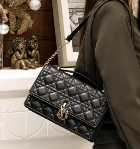 Dior Jolie Women's Top Handle Bag in Black and Silver - E