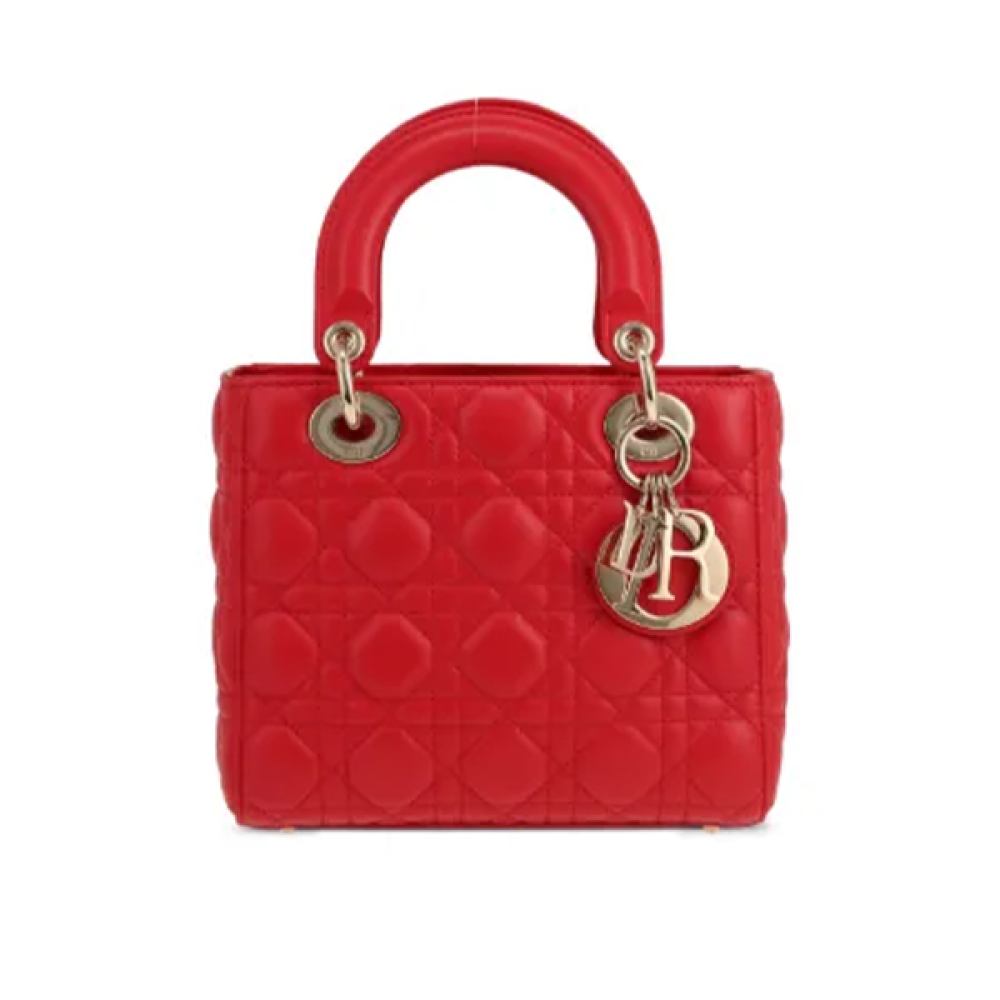 Lady Dior 17cm Small Handbag with Top Handles, Red - E-SEVEN