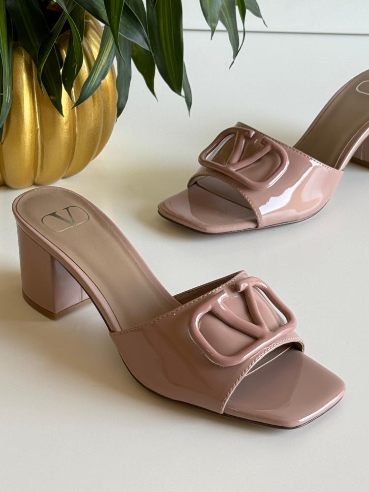 Valentino Women's Sumo Beige Shiny High Heel Sandal - E