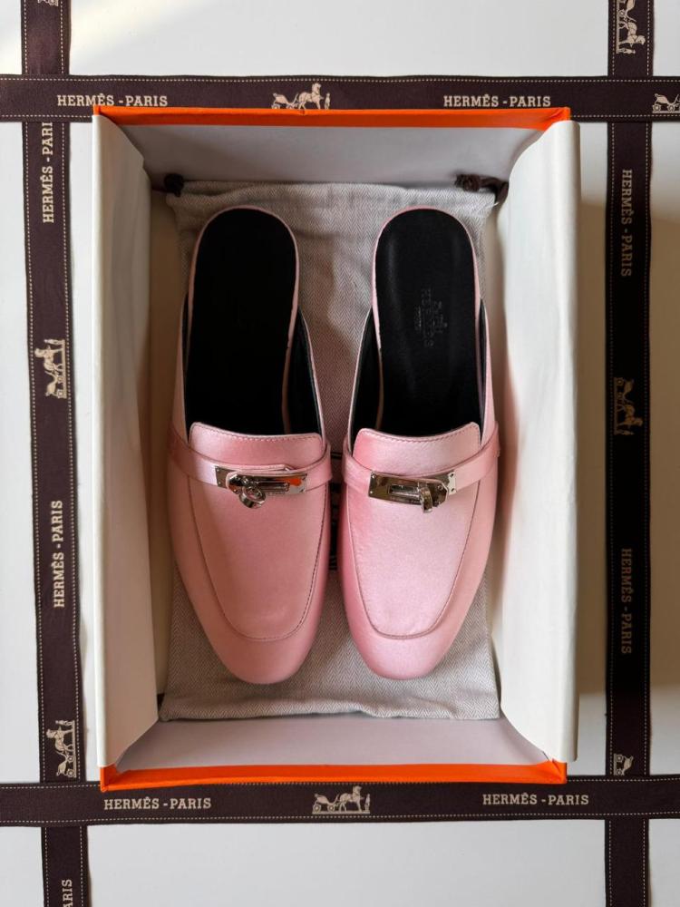 Hermes Kelly Flat Women's Shoes, Pink