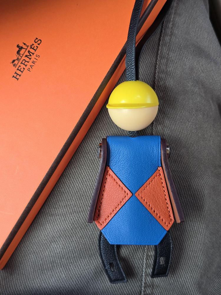 Hermes Jackie Doll Bag Charm Orange and Blue