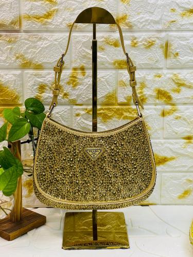 ルイヴィトン Prada Women's Rhinestone Shoulder Bag in Bronze Luxury | ESEVEN STORE