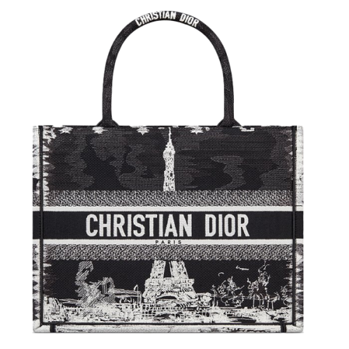 Dior women's black Eiffel Tower print tote bag - E-SEVEN STORE