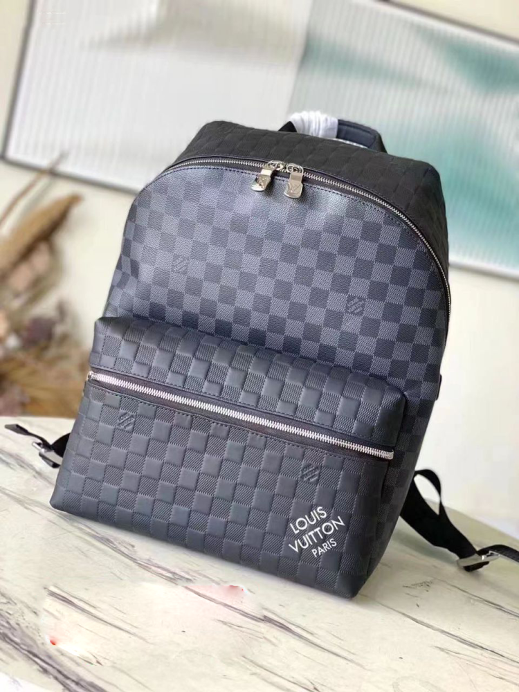 Louis Vuitton Discovery PM Check Leather Backpack in Black