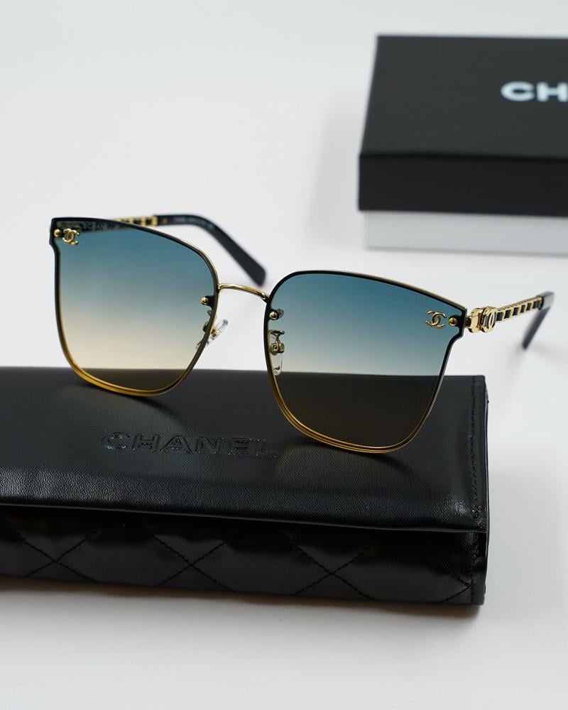 Chanel square slim rim sunglasses in blue gold