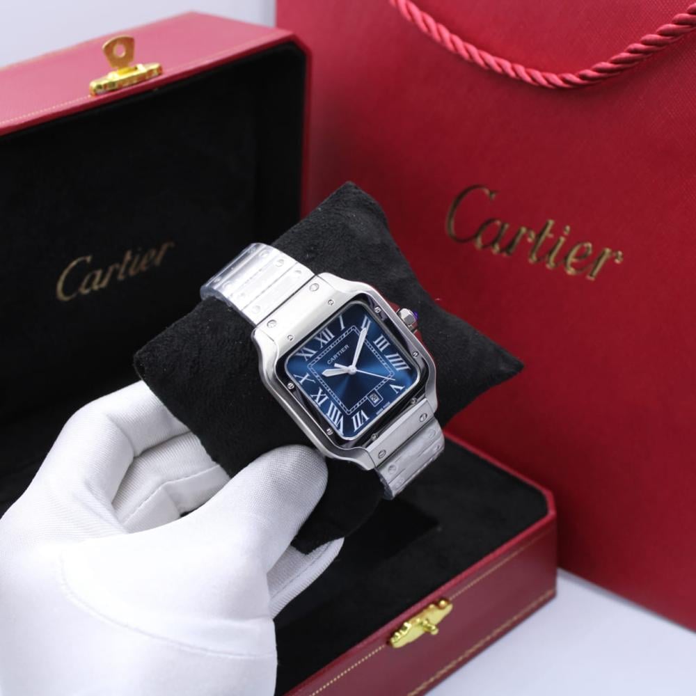 ？ Cartier Stones Men's Watch, Silver Blue Night Metal Watch