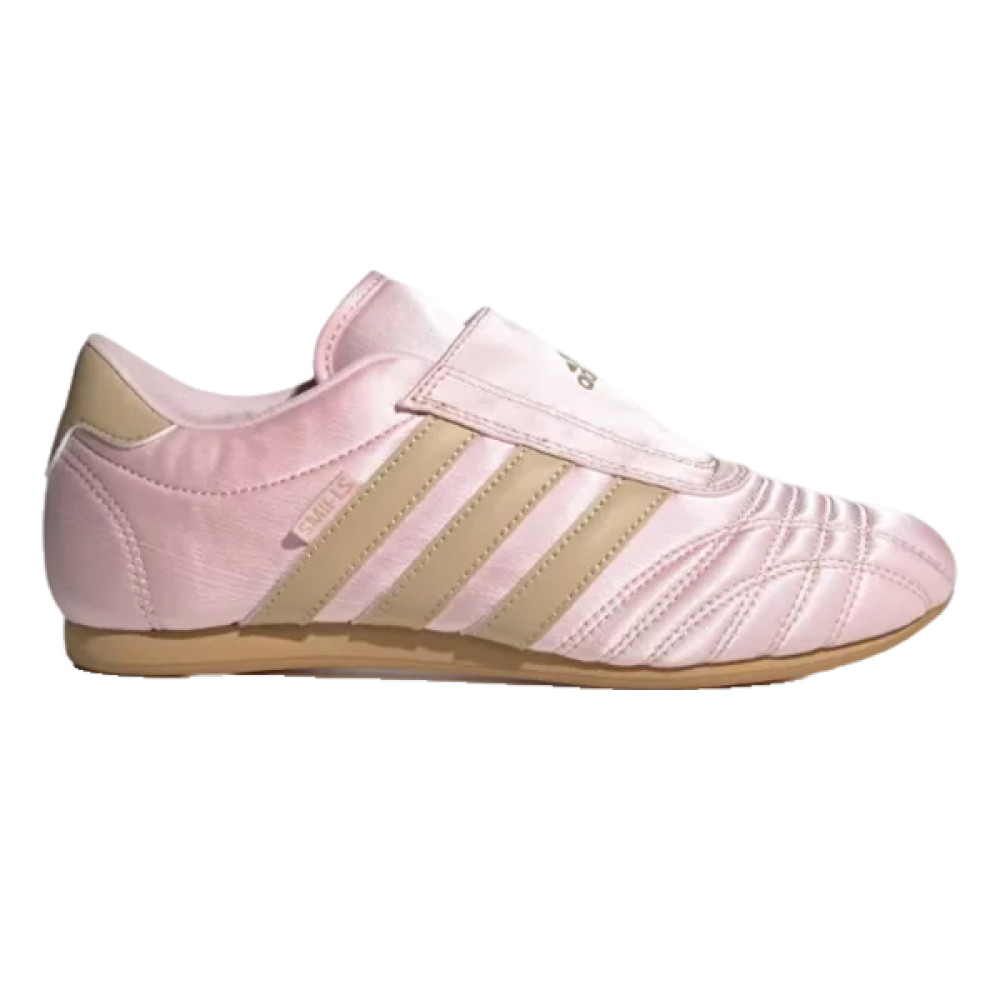 اديداس نسائي حذاء تايكواندو بدون اربطة زهري وبيج