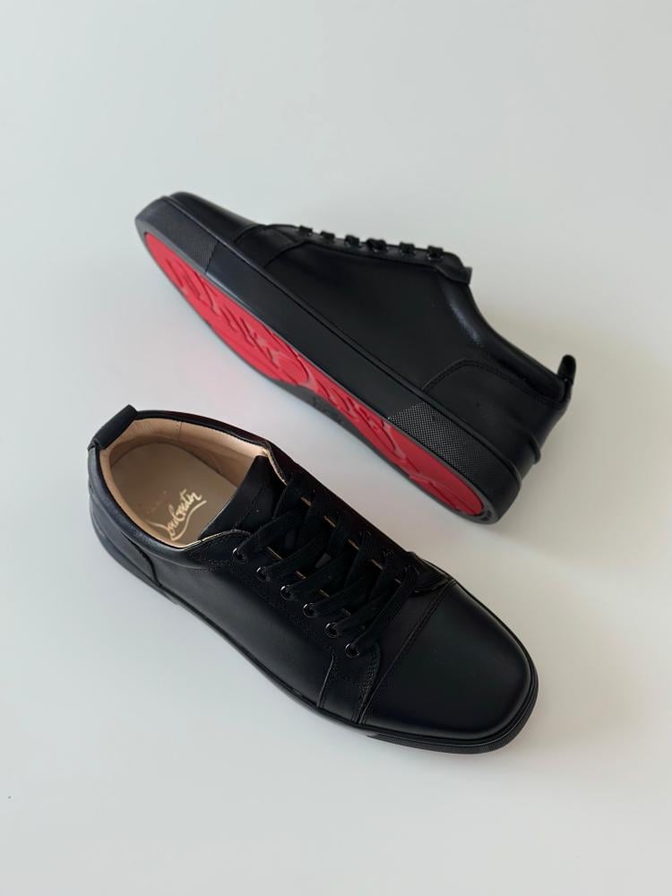 Christian Louboutin Louis Junior Black Smooth Leather Sneaker