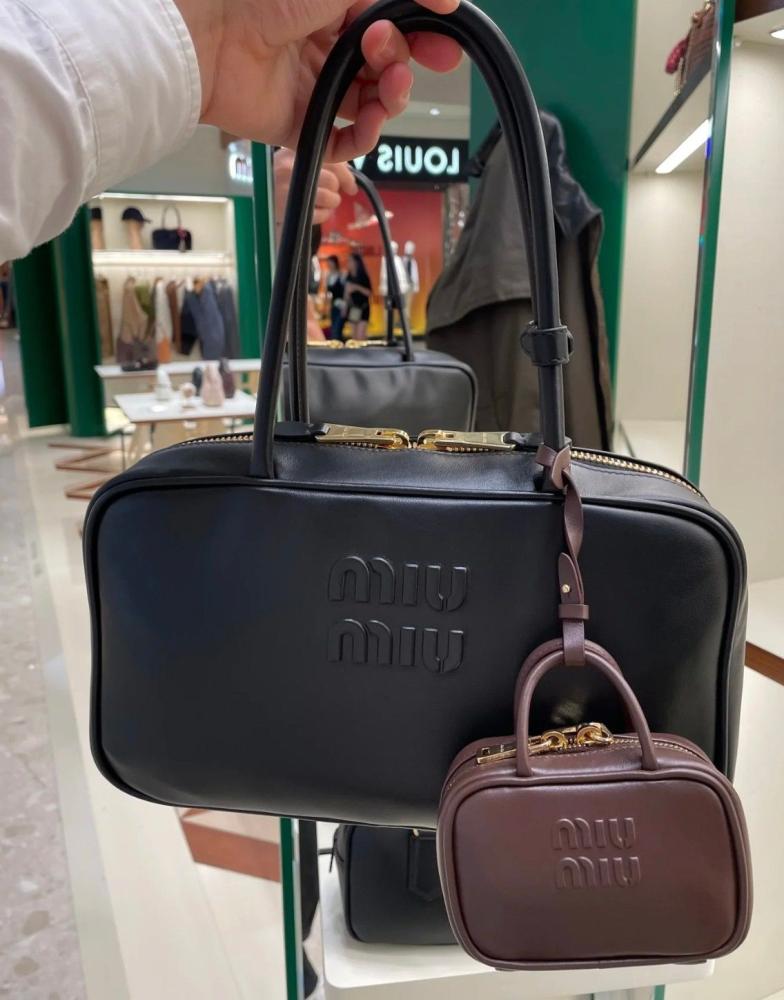 Miu Miu Black Leather Top Handle Bag - E-SEVEN STORE