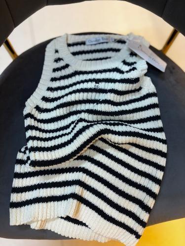 Dior women's striped knitted top in black and white | ESEVEN STORE