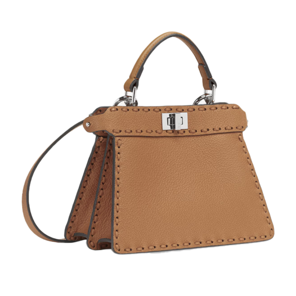 حقيبة بمقبض علوي فيندي بيكابو اي سي يو جلد لون بيج