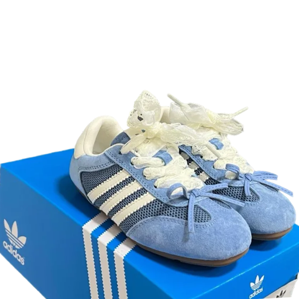 Adidas Girls' Mesh Shoes with Chiffon Bow Laces - Blue