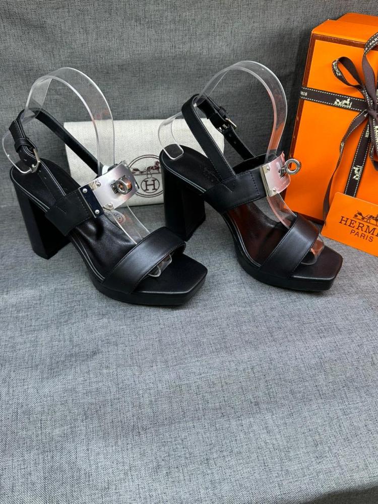 Hermes Black High Heel Summer Sandal - E-SEVEN STORE