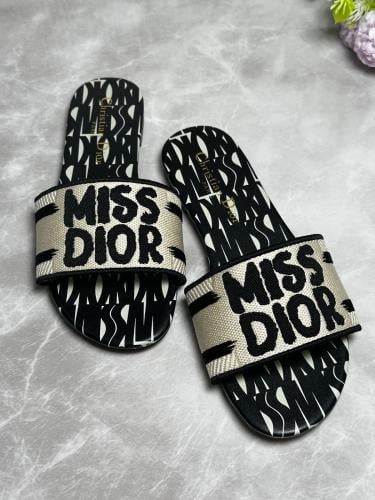 Dior Miss Dior Women's Flat Slipper, Beige and Black, Modern