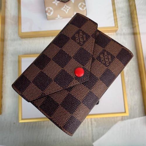 Louis Vuitton Small Brown Check Leather Wallet - E-SEVEN STORE