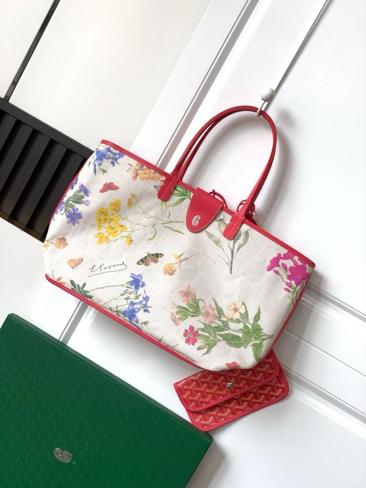 Goyard Saint Louis PM Large Floral Print Bag 36cm Red