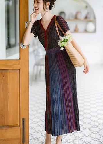 Missoni Multicolor Maxi Elegant Half Sleeve Dress - E-SEVEN STORE