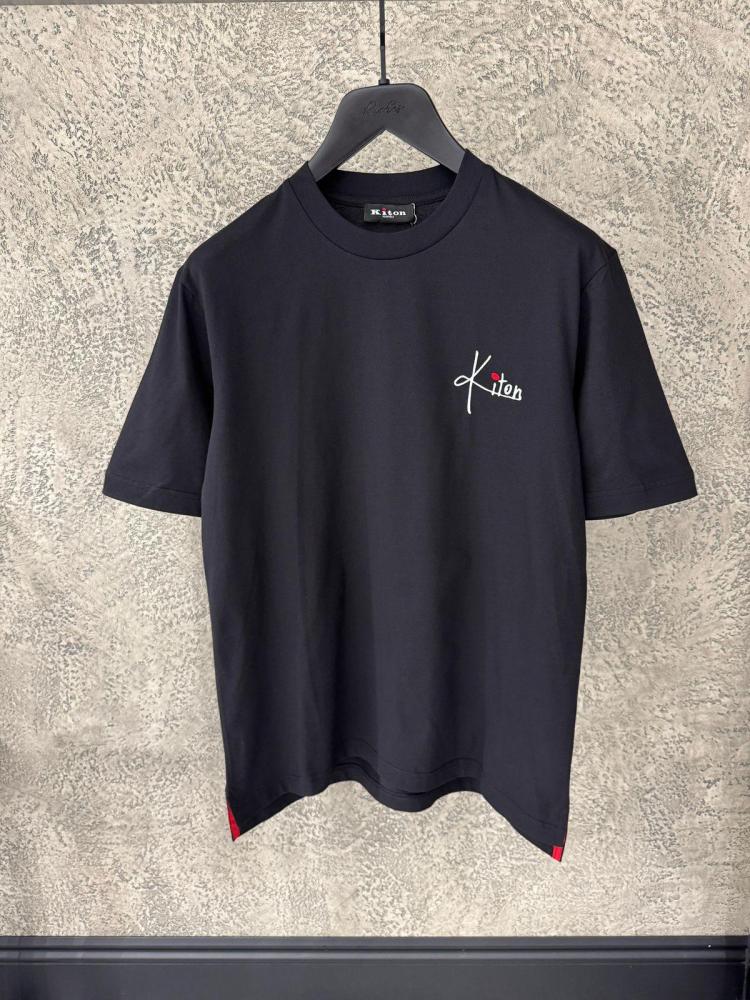 Tシャツ・カットソー Kiton Logo embroidery t-shirt Kiton logo-embroidered Cotton T-shirt | Blue | FARFETCH