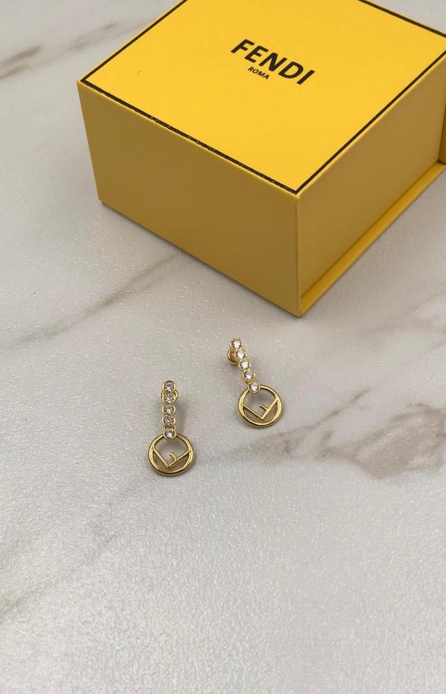 Fendi Women's Studded Earrings with a Delicate Chain - E