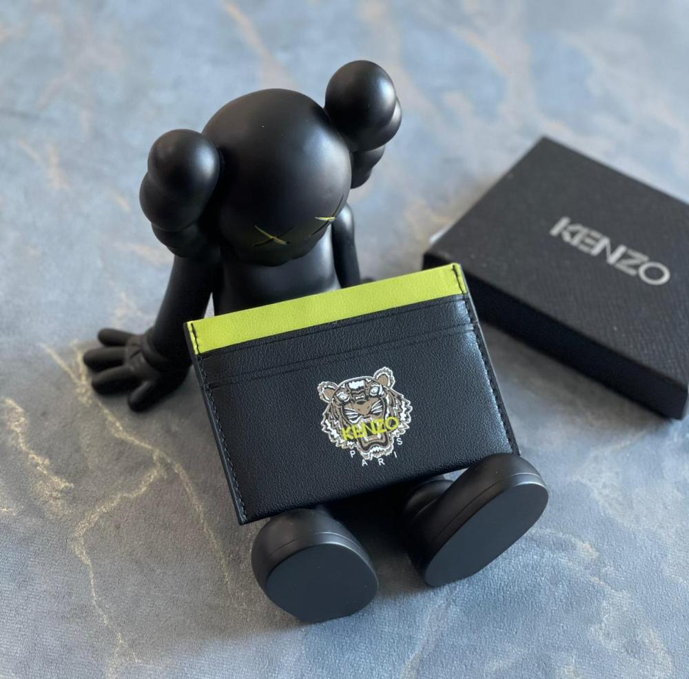 Kenzo Men's Leather Small Wallet in Black and Yellow