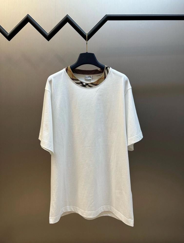 ジル「専用」 Burberry Men's White Checked Crew Neck Oversized T-Shirt - E-SEVEN