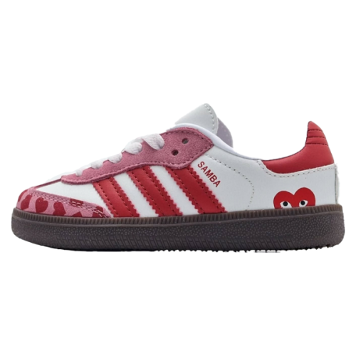 Adidas Kids Samba Heart Print Sneakers, Red and White - E-SEVEN STORE Adidas Kids Samba Heart Print Sneakers, Red and White - E-SEVEN STORE