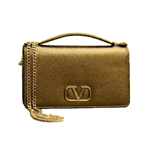 VALENTINO ショルダーバッグ ヴァレンティノ ゴールド Valentino small 20cm bag in shiny gold with a shoulder strap - E