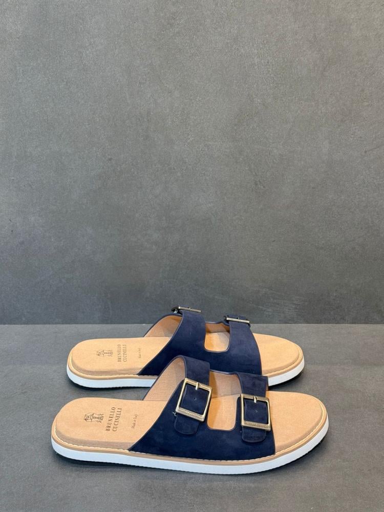 ブルネロクチネリ Brunello Cucinelli Men's Open Toe Sandal, Navy Blue - E