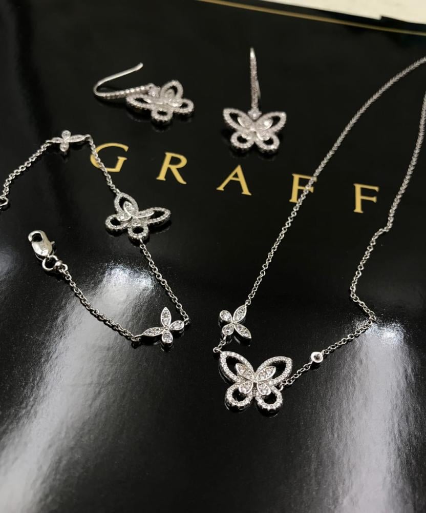 Graff Butterfly Diamond Accessory Set, Luxury Silver
