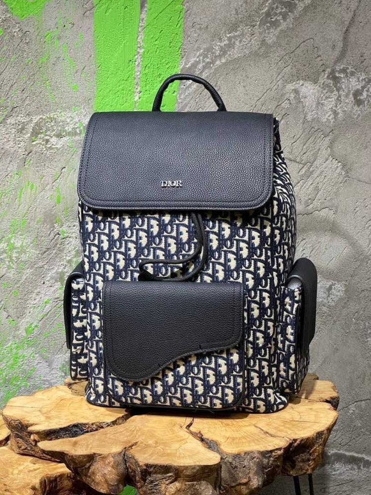 【アン】 Dior Unisex Backpack D Print Black - E-SEVEN STORE