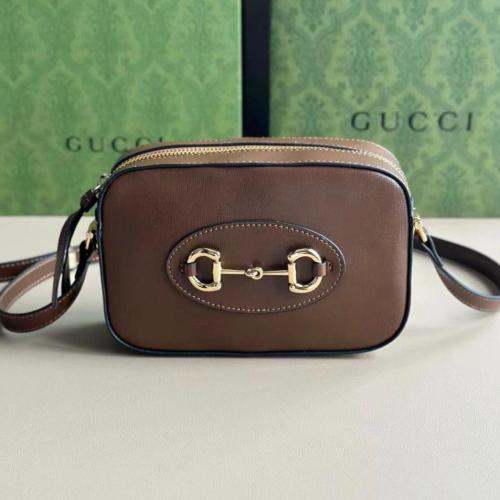 Gucci Horsebit Small Brown Zip Bag - E-SEVEN STORE