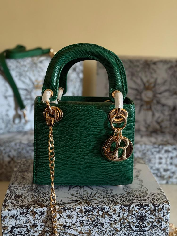 Lady Dior 17cm Top Handle Handbag - Green