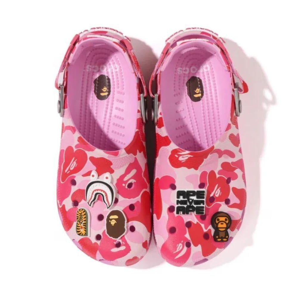 即完 BAPE CROCS CLOG ABC CAMO PINK 28㎝ Crocs Women's Classic Bathing Ape ABC Clog Camo Pink and Red